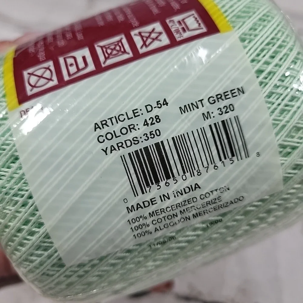 Royale Crochet Thread‎ Lot Of 3 Spools Natural White Violet Mint Green New